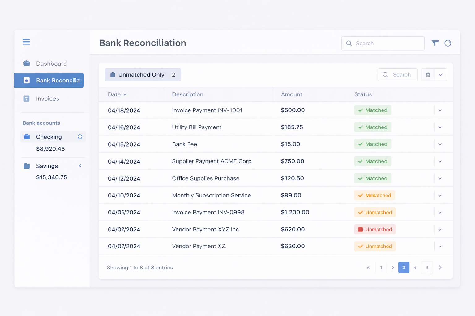 Banking and Reconciliation